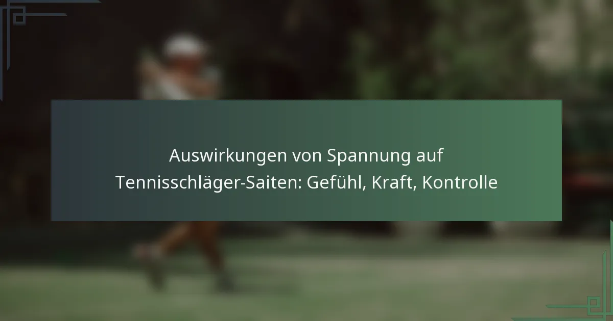 Auswirkungen von Spannung auf Tennisschläger-Saiten: Gefühl, Kraft, Kontrolle