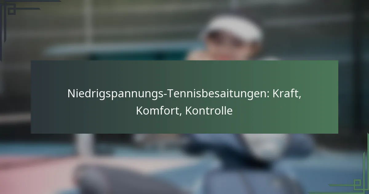 Niedrigspannungs-Tennisbesaitungen: Kraft, Komfort, Kontrolle
