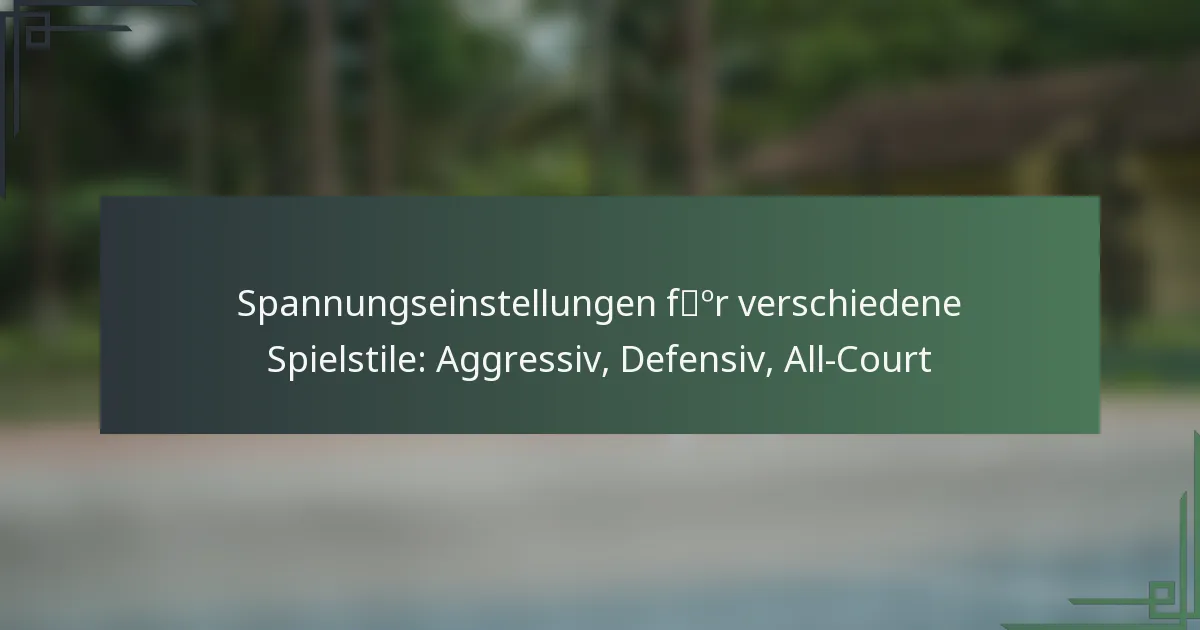 Spannungseinstellungen für verschiedene Spielstile: Aggressiv, Defensiv, All-Court