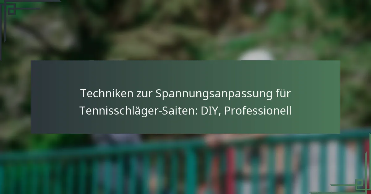 Techniken zur Spannungsanpassung für Tennisschläger-Saiten: DIY, Professionell