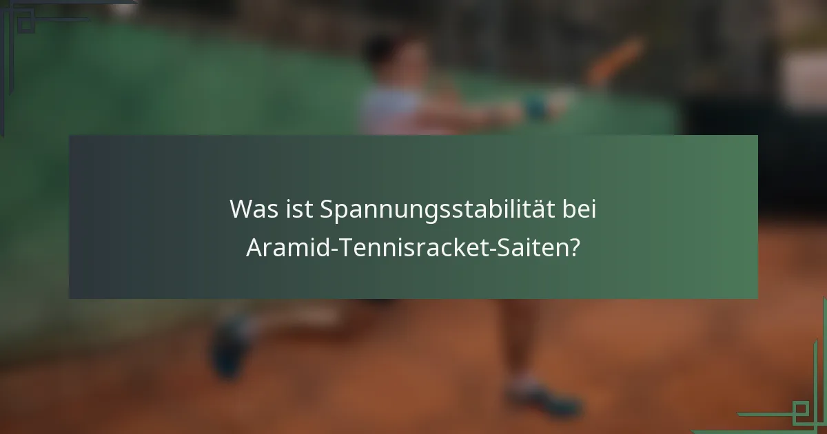 Was ist Spannungsstabilität bei Aramid-Tennisracket-Saiten?