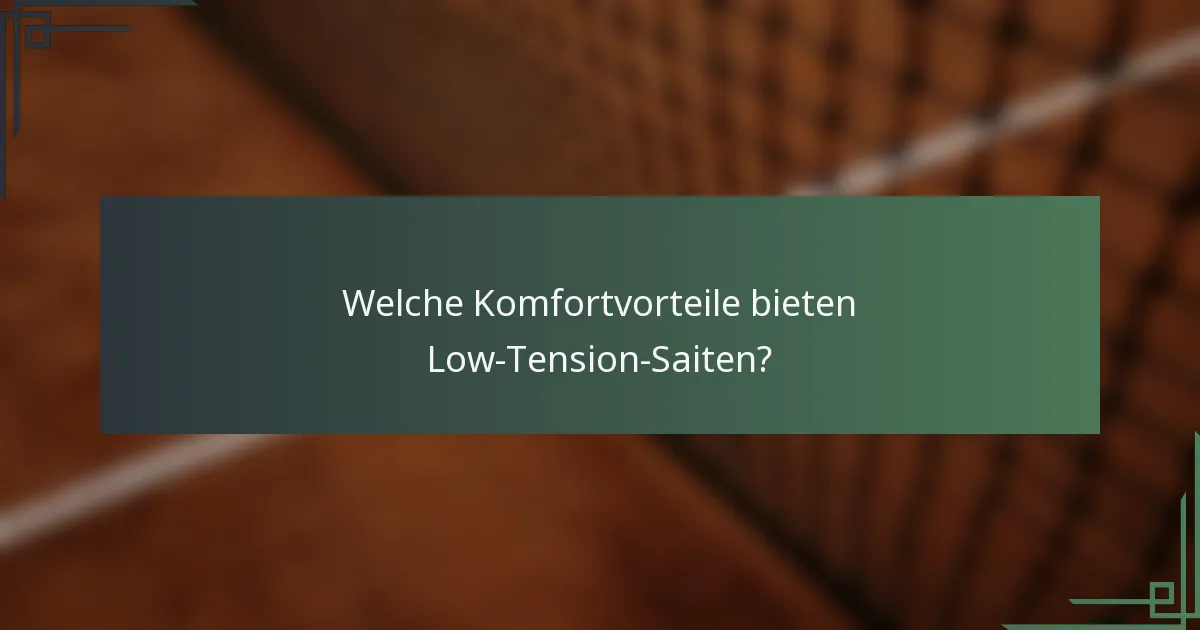 Welche Komfortvorteile bieten Low-Tension-Saiten?