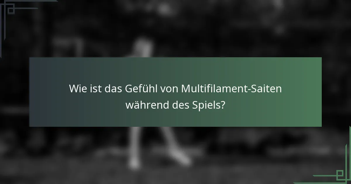 Wie ist das Gefühl von Multifilament-Saiten während des Spiels?