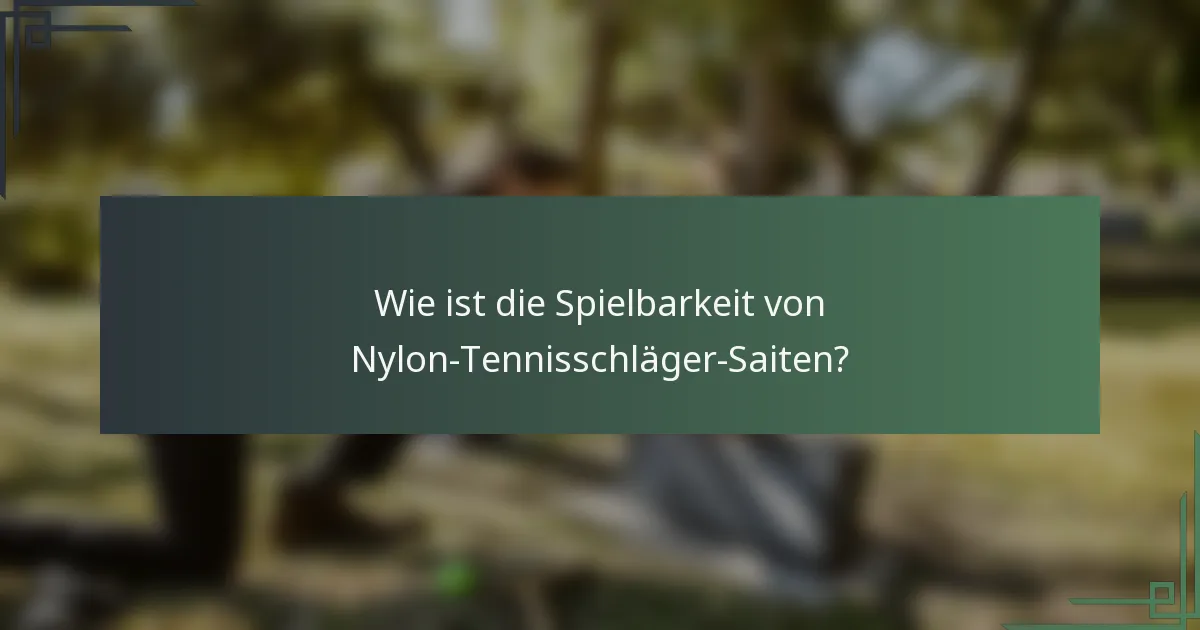Wie ist die Spielbarkeit von Nylon-Tennisschläger-Saiten?